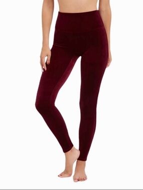 SPANX High-Waist Velvet Leggings - Burgundy